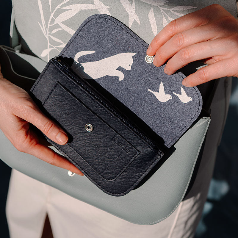 Wallet, Cat Chase Medium, Ink Blue