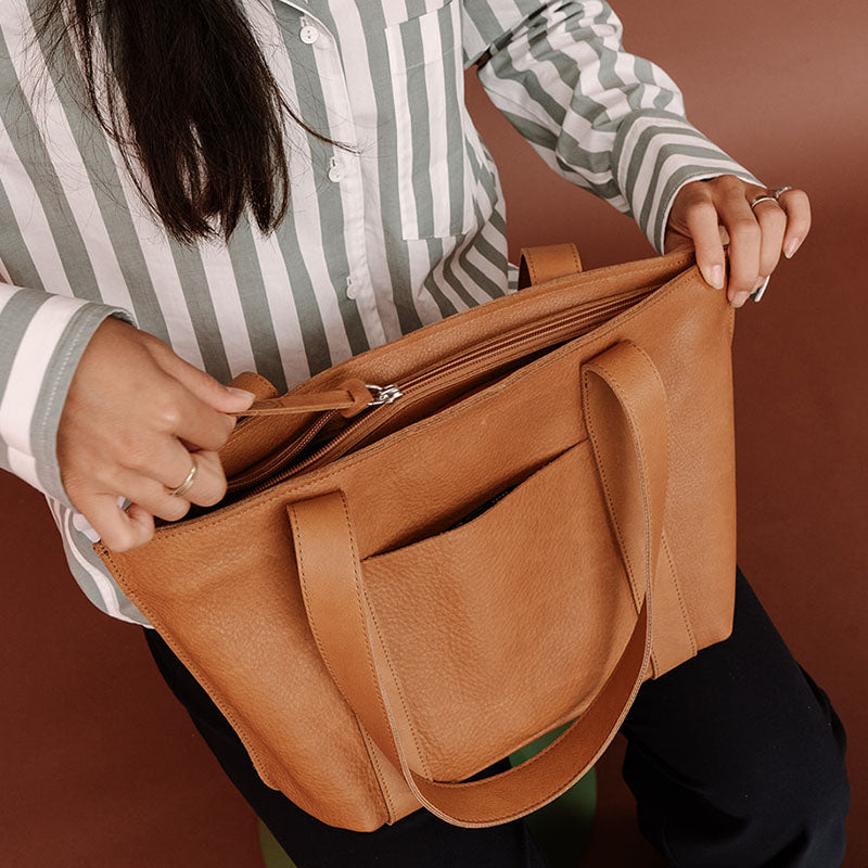 Bag, Family Tree, Cognac used look