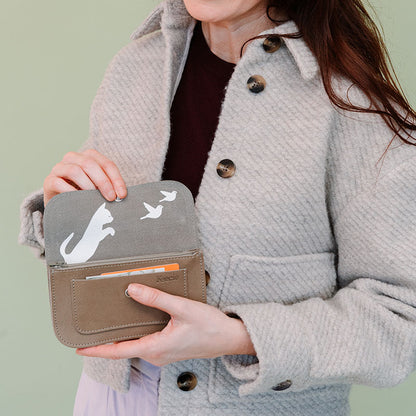 Wallet, Cat Chase Medium, Moss used look