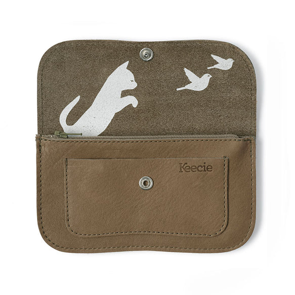 Wallet, Cat Chase Medium, Moss used look
