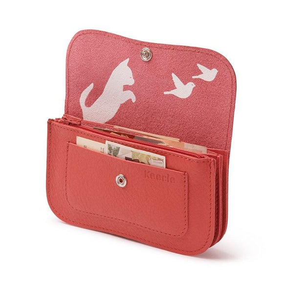 Wallet, Cat Chase Medium, Coral